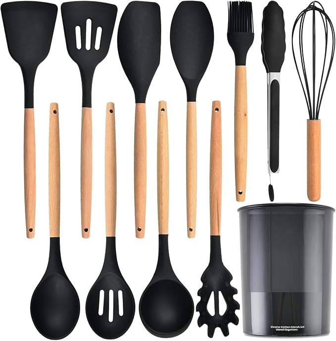 Silicone Kitchen Spatula and Utensils Spoon Set 12-Piece
