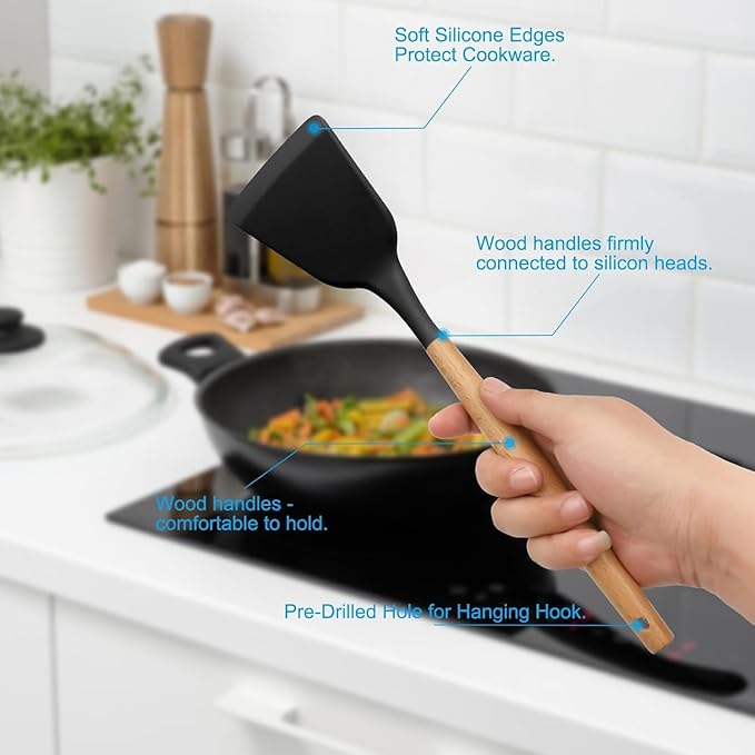 Silicone Kitchen Spatula and Utensils Spoon Set 12-Piece