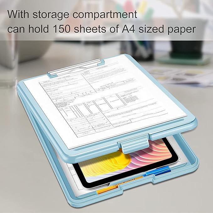 A4 Clip Pad/Clipboard with Storage Case for Paper and Document Storage