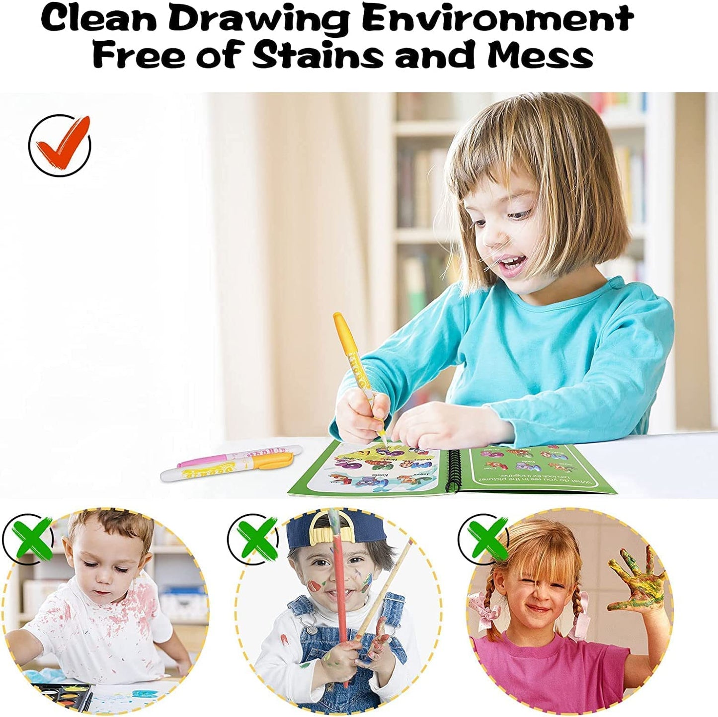 Reusable Magical Water Painting Book (Pack of 4 books + 4 pens)
