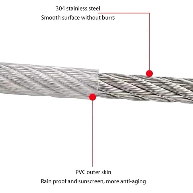 Heavy-Duty Stainless Steel Clothesline with Carabiner Hooks