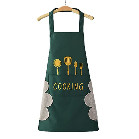 Waterproof Kitchen aprons for women and men with big Pocket and creative hand wipping