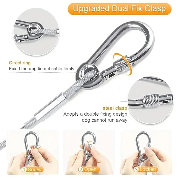 Heavy-Duty Stainless Steel Clothesline with Carabiner Hooks