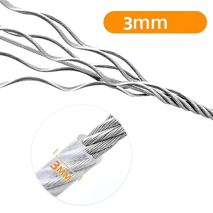 Heavy-Duty Stainless Steel Clothesline with Carabiner Hooks
