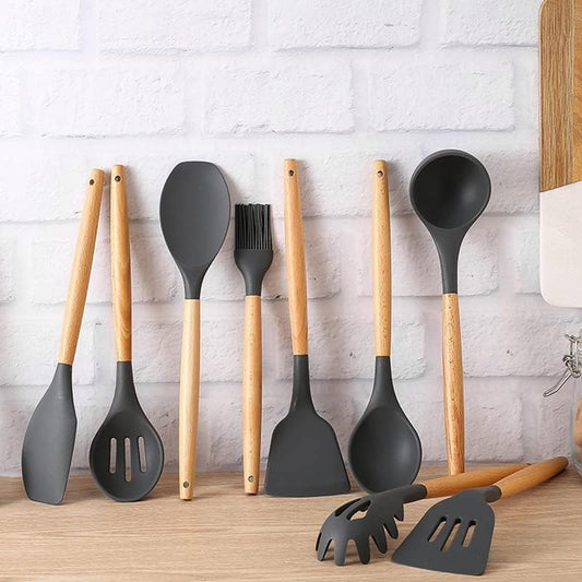 Silicone Kitchen Spatula and Utensils Spoon Set 12-Piece