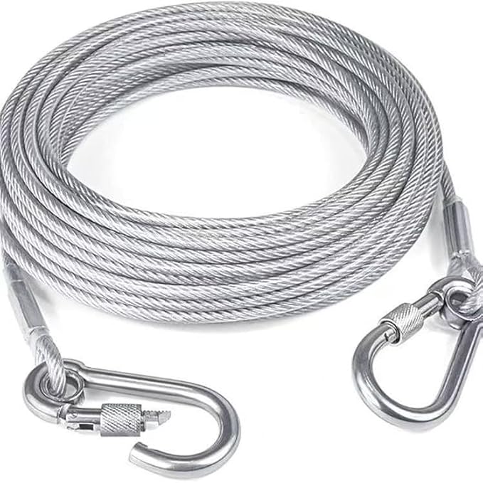 Heavy-Duty Stainless Steel Clothesline with Carabiner Hooks