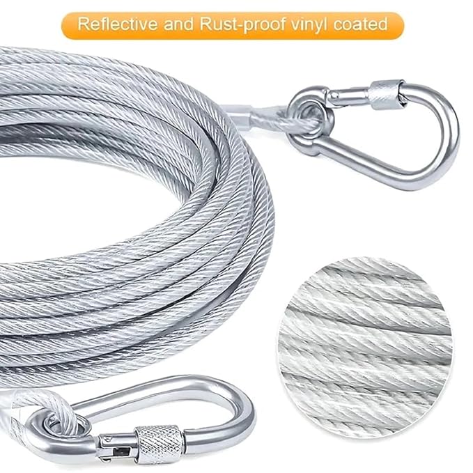 Heavy-Duty Stainless Steel Clothesline with Carabiner Hooks