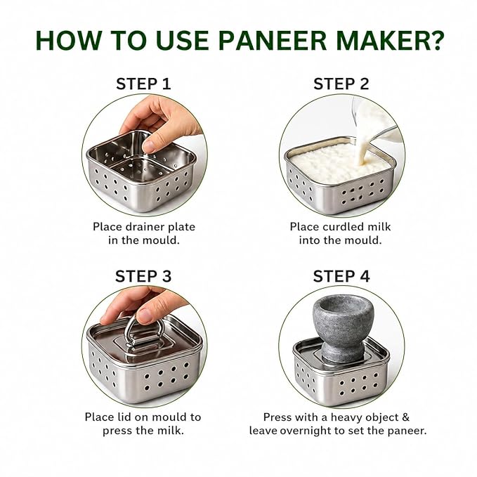 Stainless Steel Paneer Maker Mould with Lid