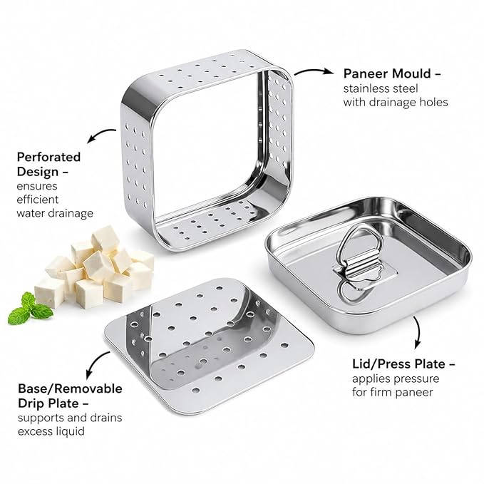 Stainless Steel Paneer Maker Mould with Lid