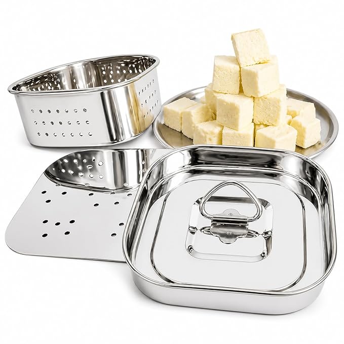Stainless Steel Paneer Maker Mould with Lid