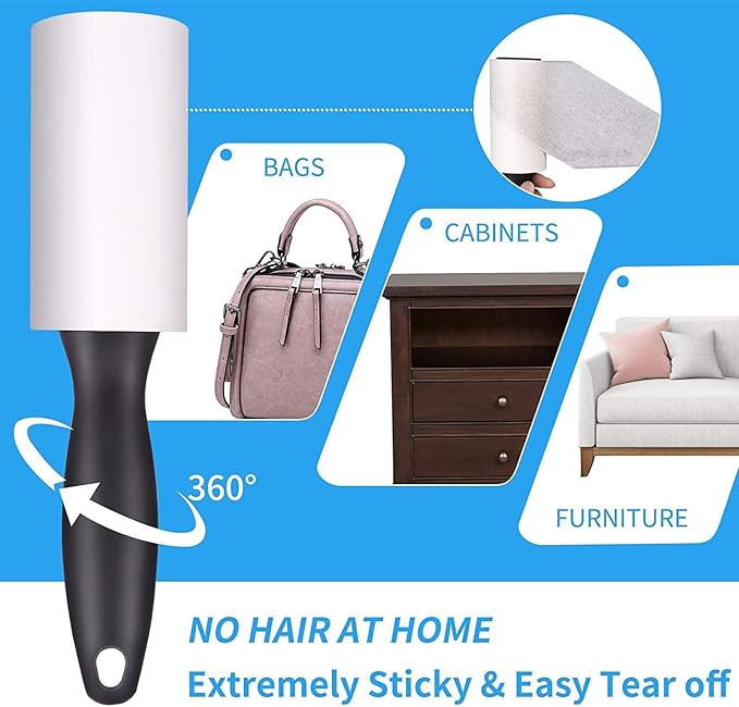 Sticky Lint Remover Roller Set of 1 Refill Rolls 60 Sheets