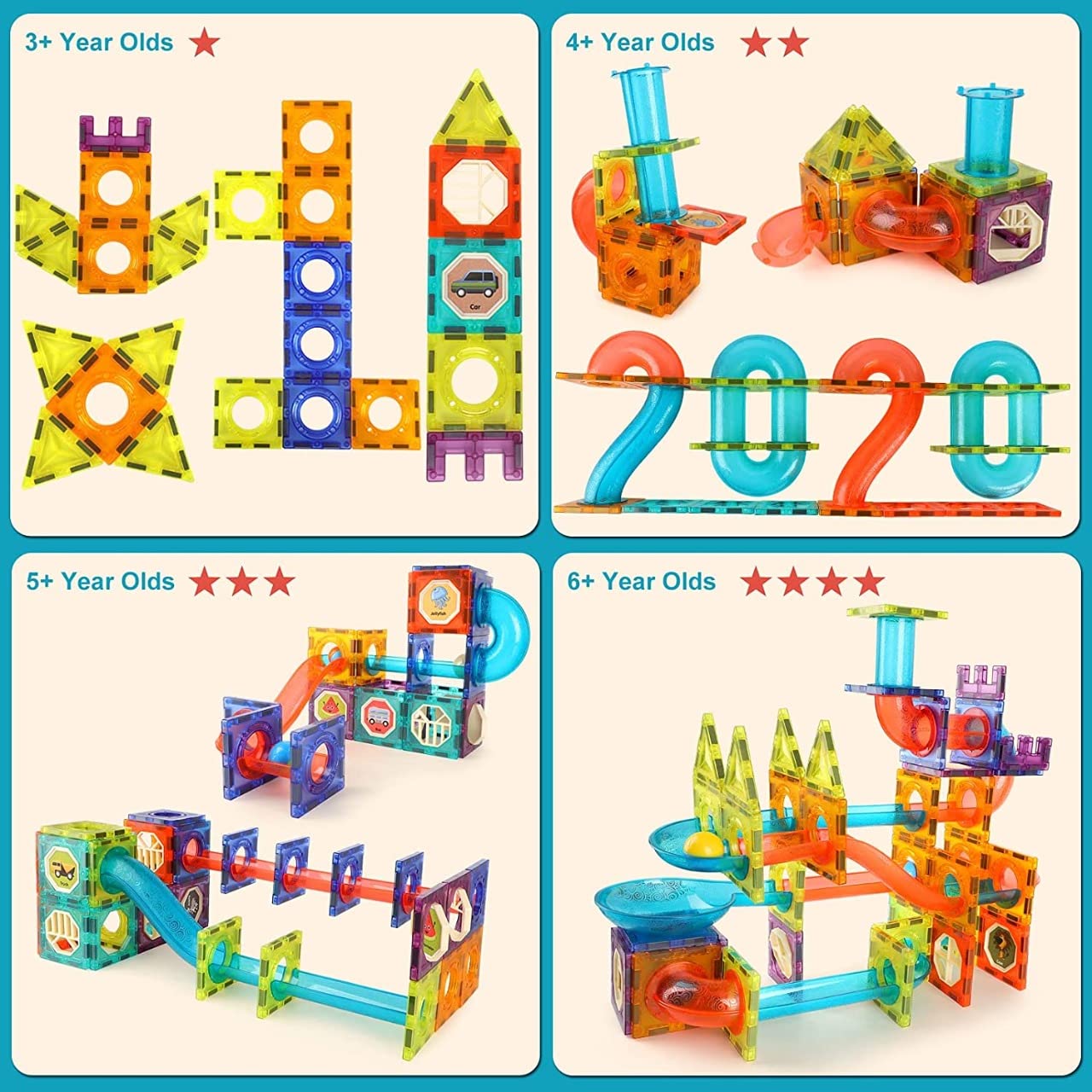 Light Magnetic Tiles- Building Blocks for Kids 3D