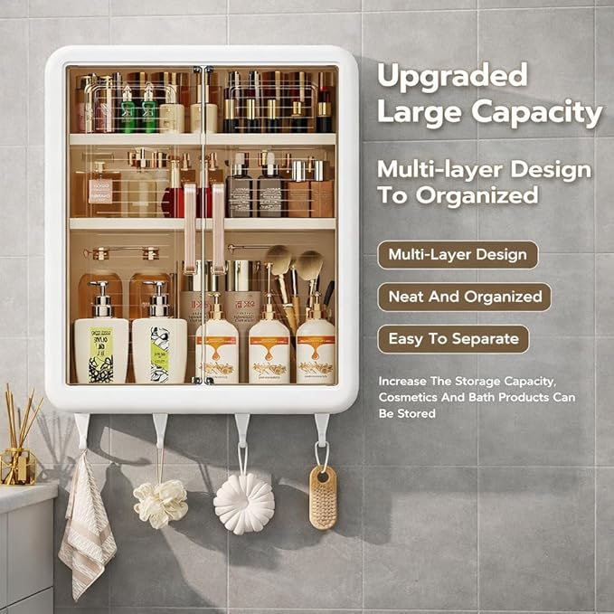 Wall Mounted Storage Cabinet for Bathroom & Kitchen Essentials