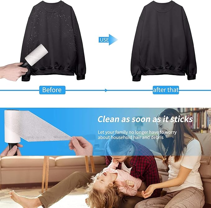 Sticky Lint Remover Roller Set of 1 Refill Rolls 60 Sheets