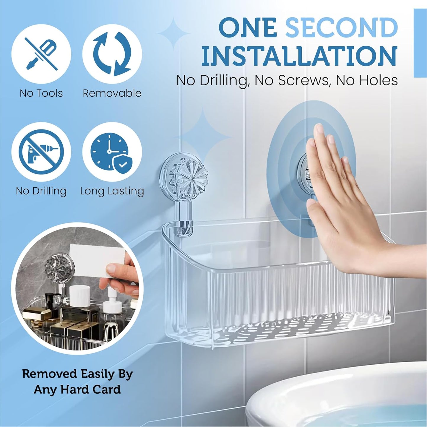 Suction-based Bathroom Organiser