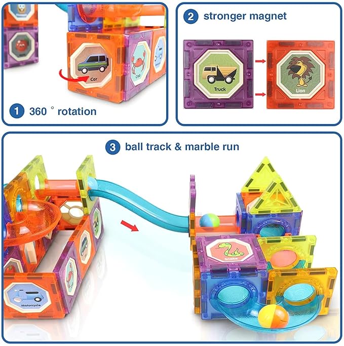 Light Magnetic Tiles- Building Blocks for Kids 3D