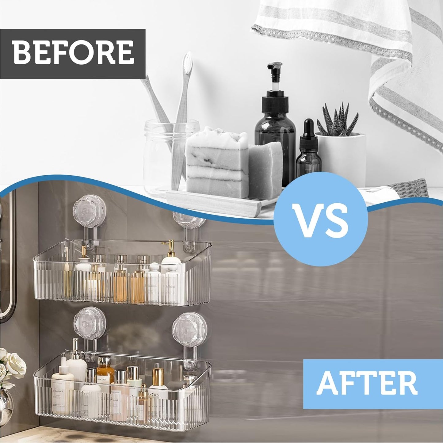 Suction-based Bathroom Organiser
