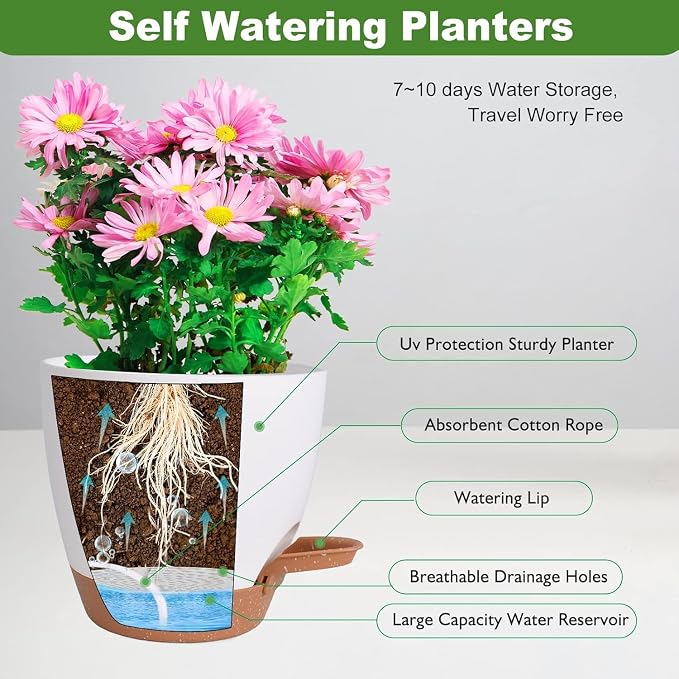Self Watering Plant Pot Set of 5