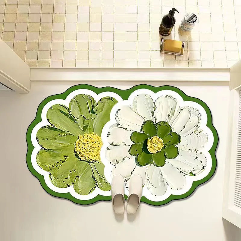 Washable Oval Floor Bath Mat for Bathroom