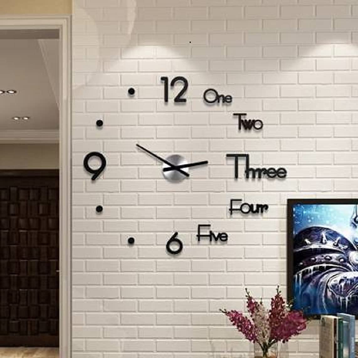 3D DIY Wall Clock Self Adhesive