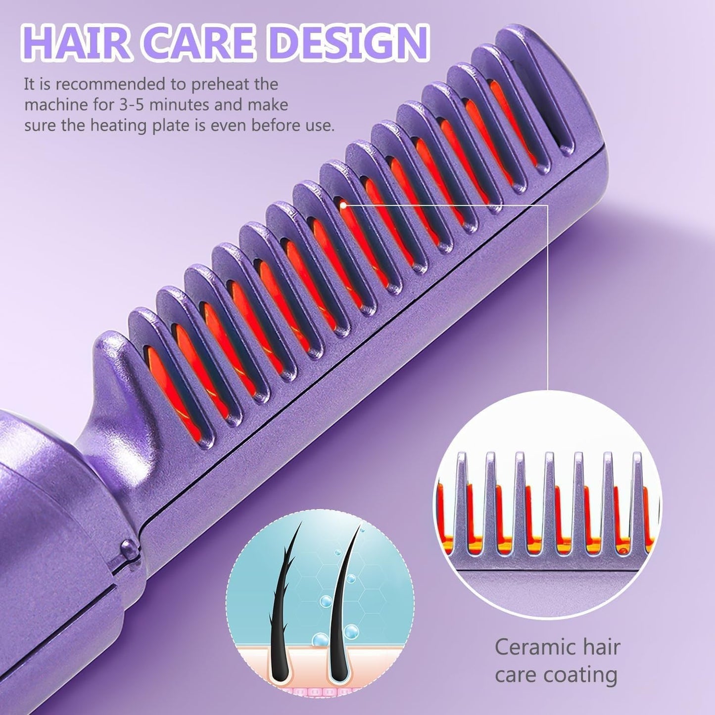 Wireless Hair Straightener Comb Brush