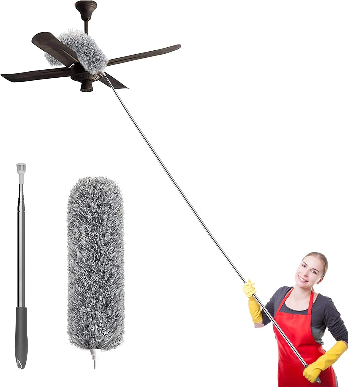Microfiber Feather Duster with 100 inches expandable multipurpose use