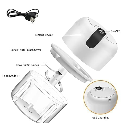 Usb Rechargeable Mini Electric Chopper(250 ml)-45 Watts