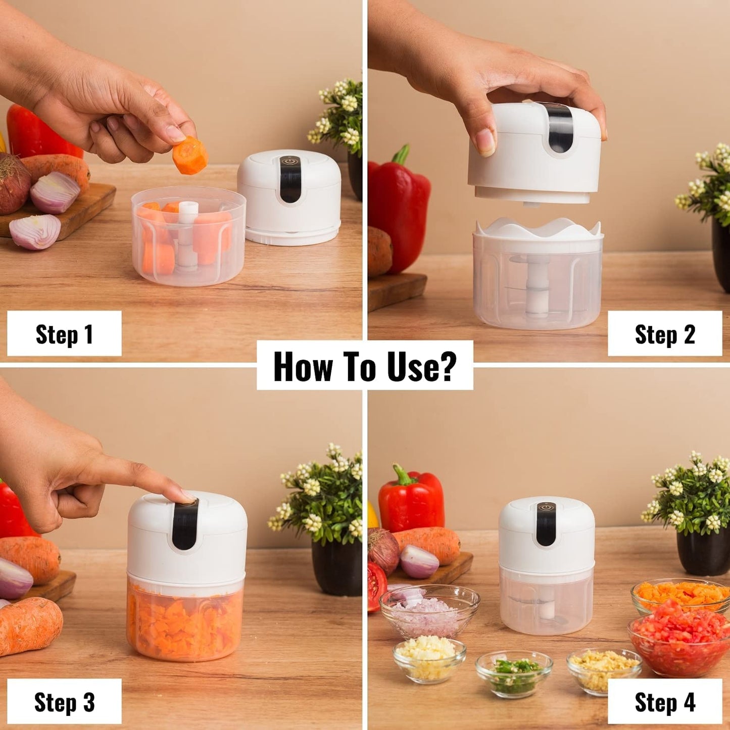 Usb Rechargeable Mini Electric Chopper(250 ml)-45 Watts