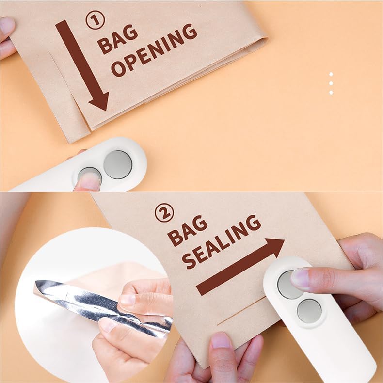 Portable Rechargeable 2 in 1 Vacuum Food Sealer for Plastic Bags, Snacks & Food Storage